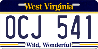 WV license plate OCJ541