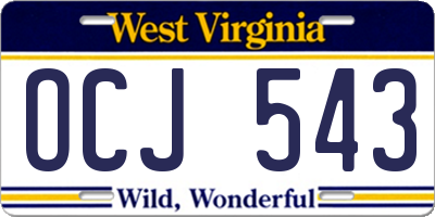 WV license plate OCJ543