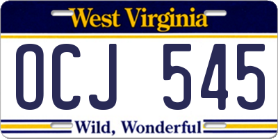 WV license plate OCJ545