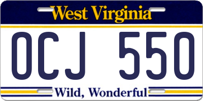 WV license plate OCJ550