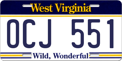 WV license plate OCJ551