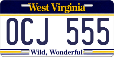 WV license plate OCJ555