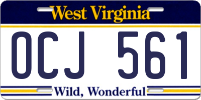 WV license plate OCJ561