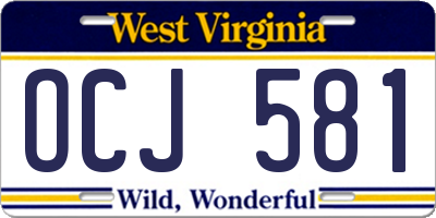 WV license plate OCJ581