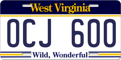 WV license plate OCJ600