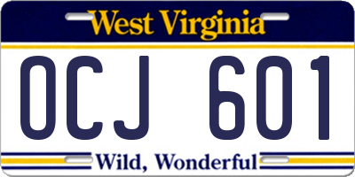 WV license plate OCJ601