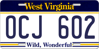 WV license plate OCJ602