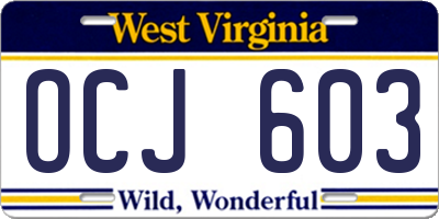 WV license plate OCJ603