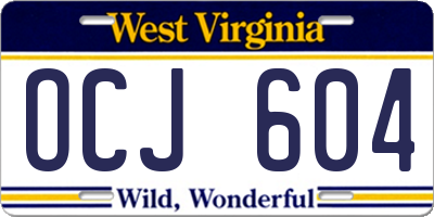 WV license plate OCJ604