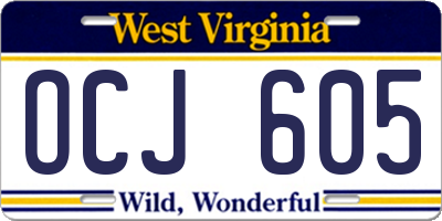WV license plate OCJ605