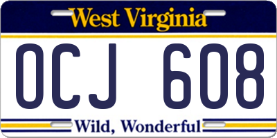 WV license plate OCJ608