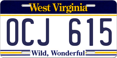 WV license plate OCJ615