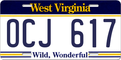 WV license plate OCJ617