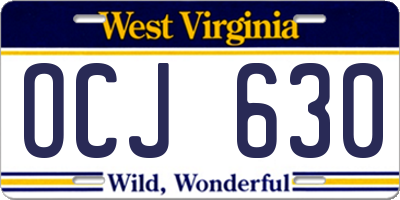 WV license plate OCJ630