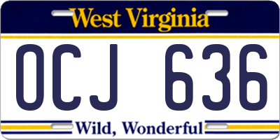 WV license plate OCJ636