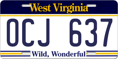 WV license plate OCJ637