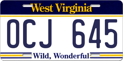 WV license plate OCJ645