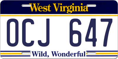 WV license plate OCJ647
