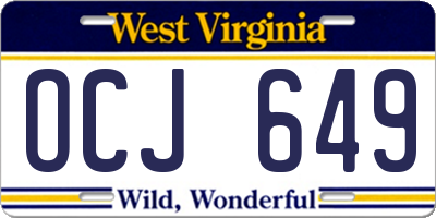 WV license plate OCJ649
