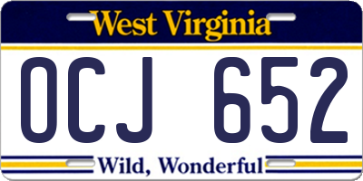 WV license plate OCJ652