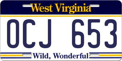 WV license plate OCJ653