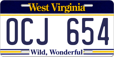 WV license plate OCJ654