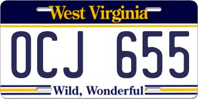 WV license plate OCJ655