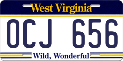 WV license plate OCJ656