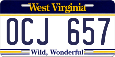 WV license plate OCJ657