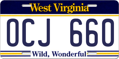 WV license plate OCJ660