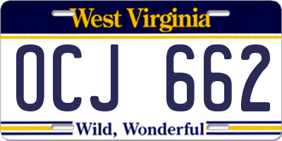 WV license plate OCJ662