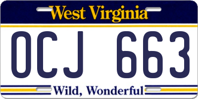 WV license plate OCJ663