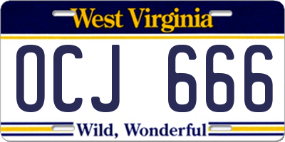 WV license plate OCJ666