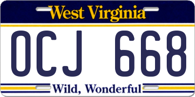 WV license plate OCJ668