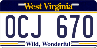 WV license plate OCJ670
