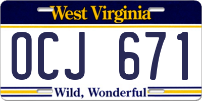 WV license plate OCJ671