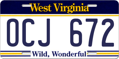 WV license plate OCJ672