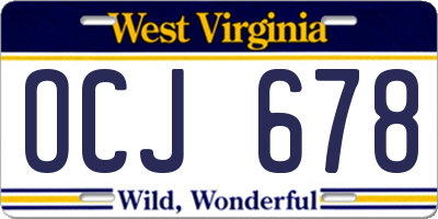 WV license plate OCJ678