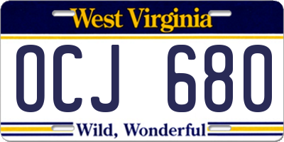 WV license plate OCJ680