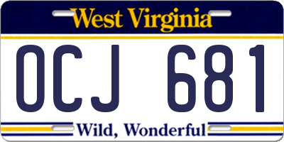WV license plate OCJ681