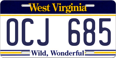 WV license plate OCJ685