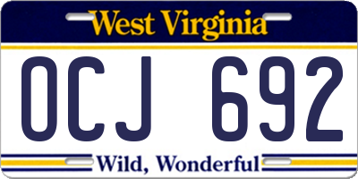 WV license plate OCJ692