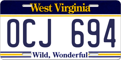 WV license plate OCJ694