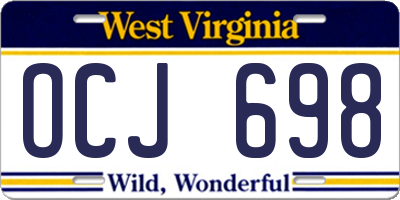 WV license plate OCJ698
