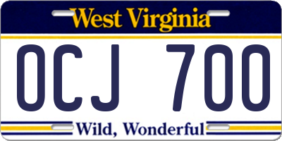 WV license plate OCJ700