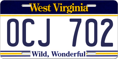 WV license plate OCJ702