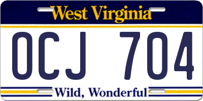 WV license plate OCJ704