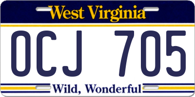 WV license plate OCJ705