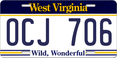 WV license plate OCJ706