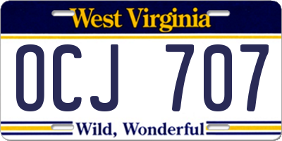 WV license plate OCJ707
